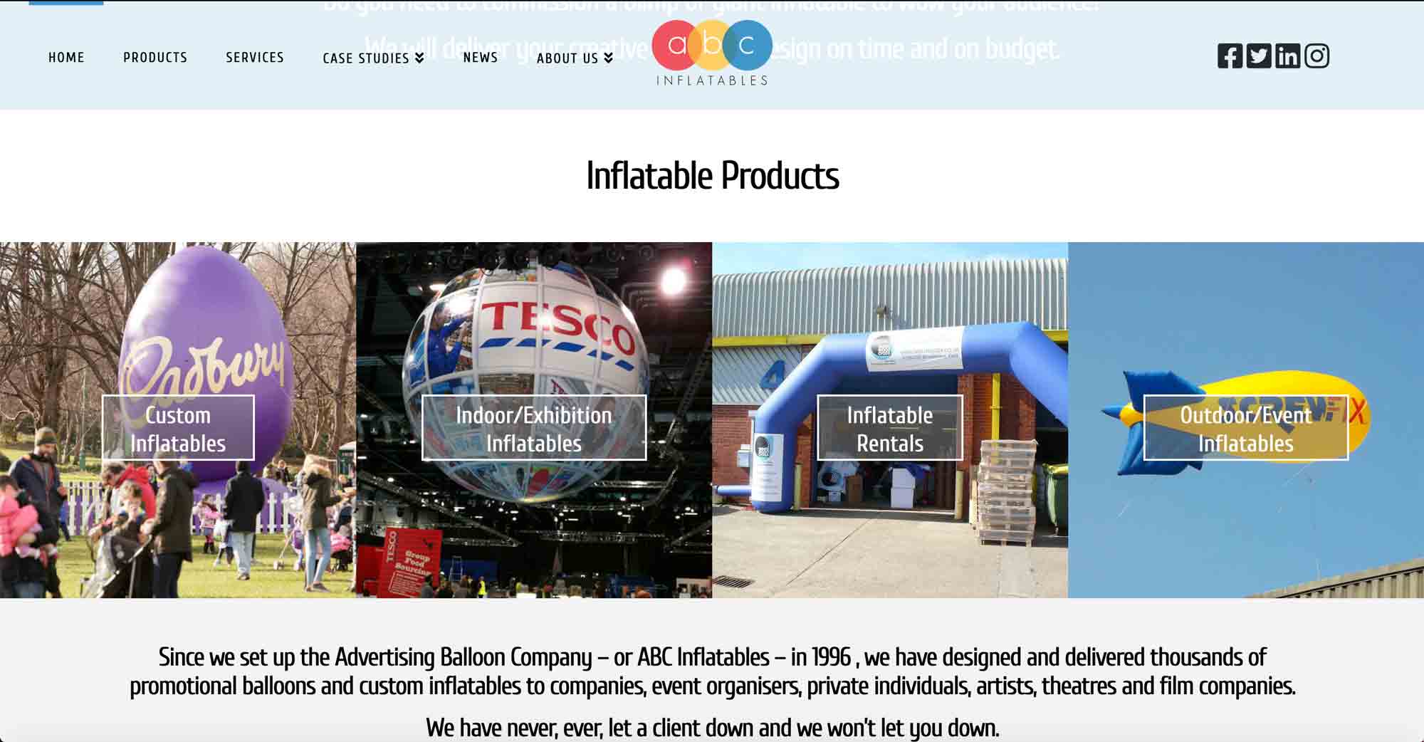 abc inflatables website front body
